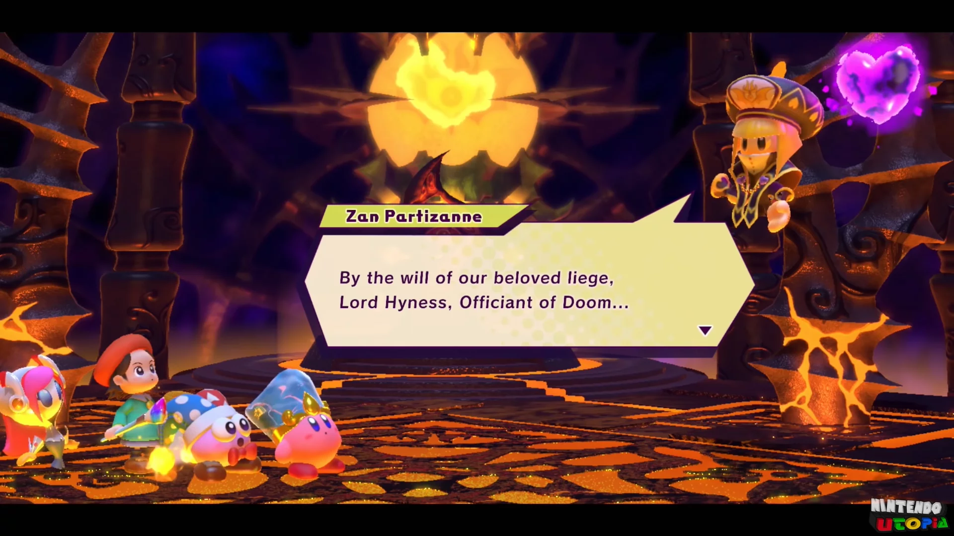 Zan Partizanne text box that reads: By the will of our beloved liege, Lord Hyness, Officiant of Doom...