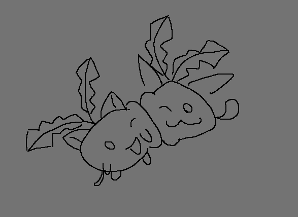 Hoppip and beta Hoppip cuddling.