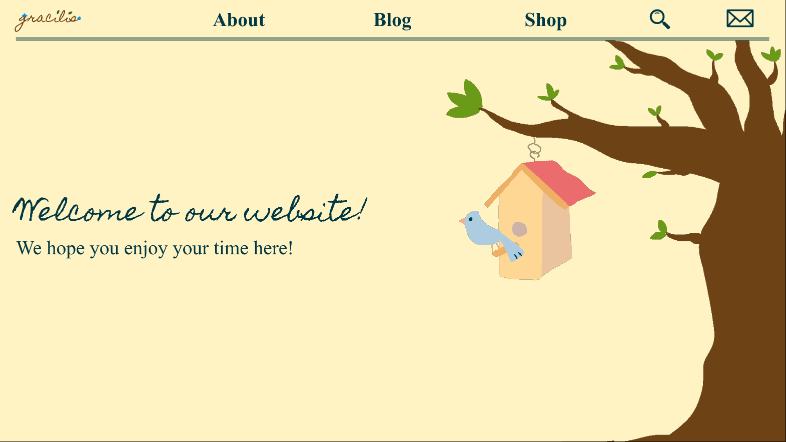 The front page of the prototype.