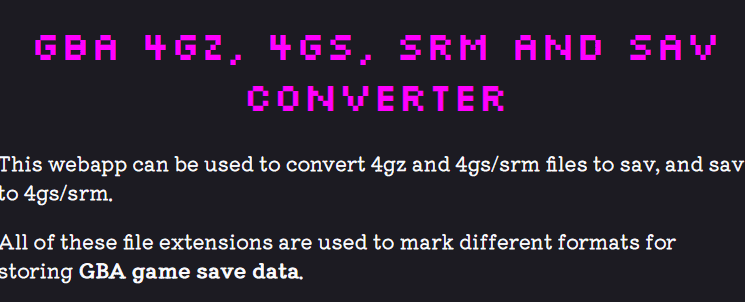 animated GIF of the rainbow text on the front page of GBA conv web.